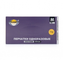 Перчатки одноразовые, эластомер "Черные" M 50 пар. 100 шт.